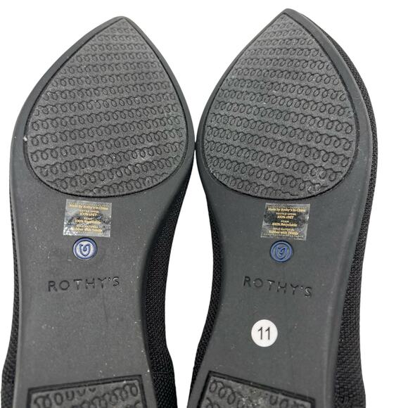 Rothy’s The Point Black Solid Flat Slip On Shoes Size 11 - Picture 7 of 9